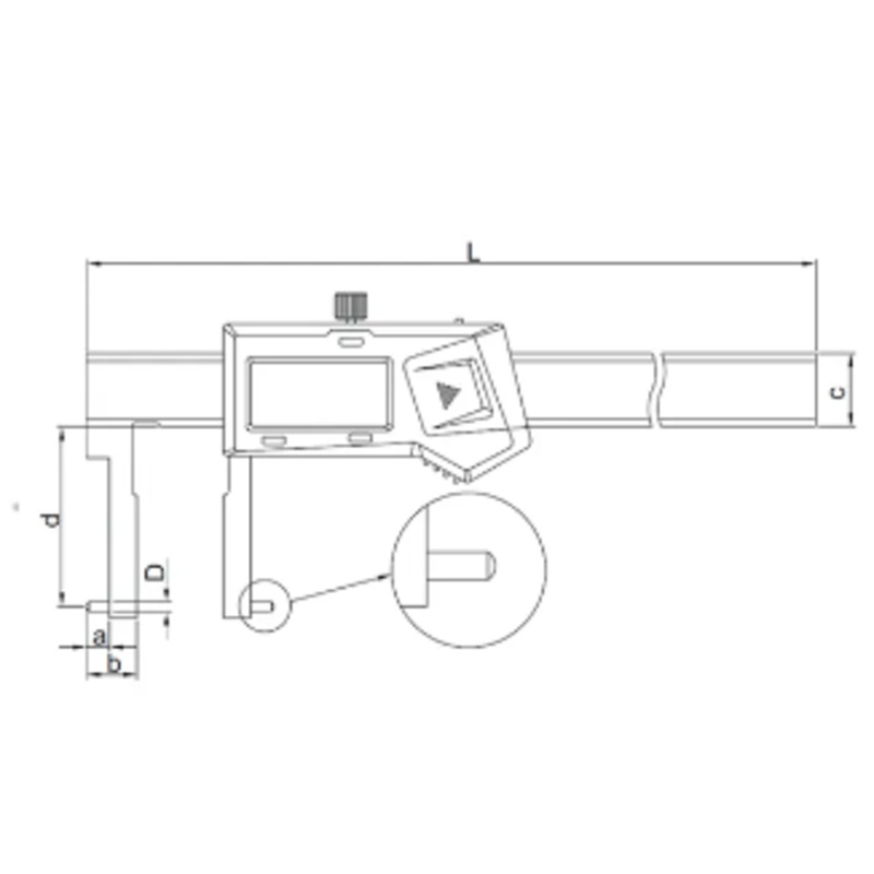 Insize Electronic Inside Caliper W/ P In tips measuring depth 60 mm/2.4 Tips Dia 2 mm/0.08 Range 35-150 mm/1.4-6 1121-1501