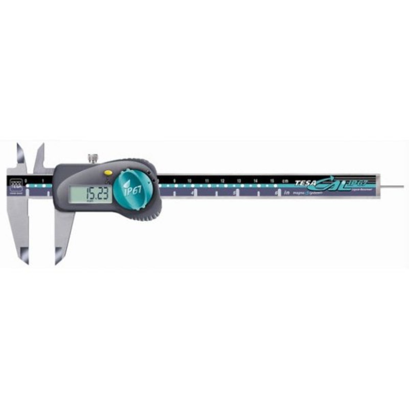 Tesa TESA CAL IP67 magna  system 0-150mm/0-6” Caliper Resolution .01mm/.0005” With Thumb Roller, With RS232 00530311