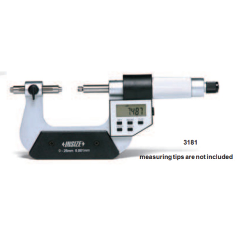 Insize Screw Thread Micrometer Electronic Range 0-1/0-25mm Res .00005/.001mm 3181-25