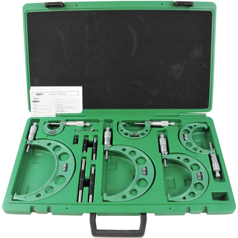 Insize Set of Insize mechanical micrometers with heat shield Range : 0-6 Graduation : .0001 Number of Micrometers : 6, Ratchet, Heatshieldm 3202-66