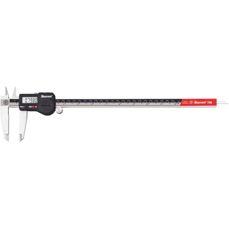 Starrett Electronic Caliper IP67, 798B-12/300, Stainless Steel, Battery Powered, Inch/Metric, 0-12/0-300mm Range, +/-0.001 Accuracy, 0.0005/.01mm Resolution, Meets DIN 862 Specifications