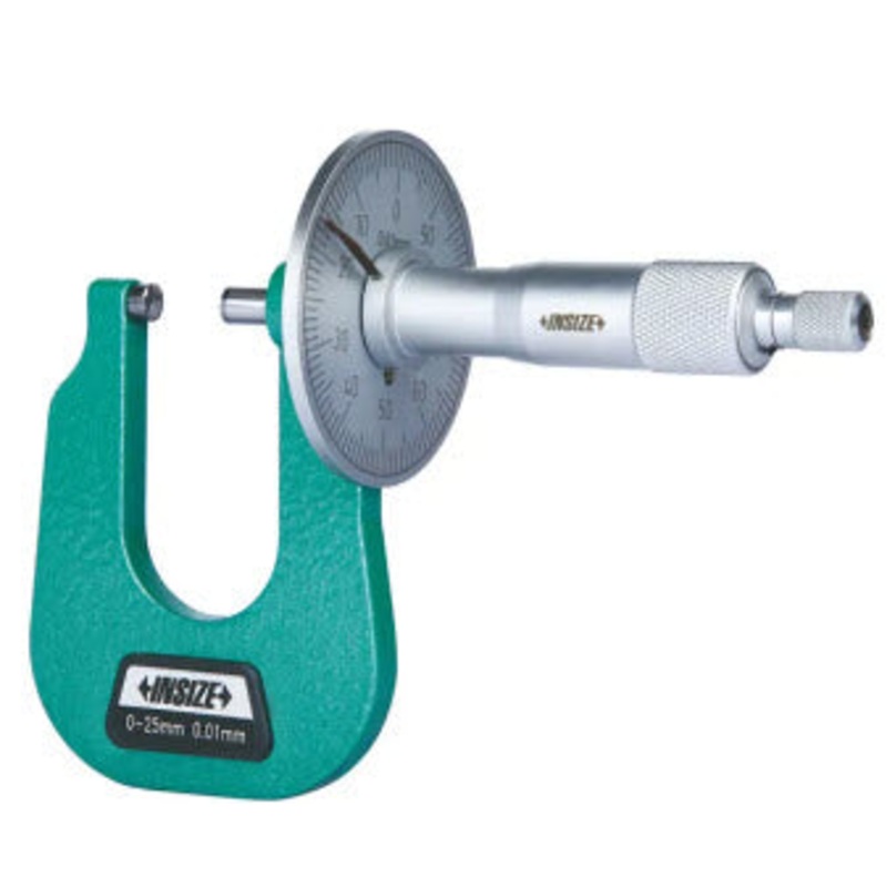 Insize Sheet Metal disc Micrometer 0-25mm x .01mm Depth 50mm