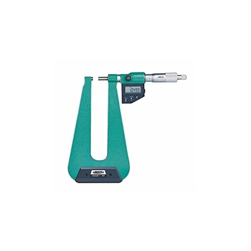Insize Digital Deep Throat Outside Micrometer 0-25mm/0-1 Resolution .001mm/.00005 3539-253