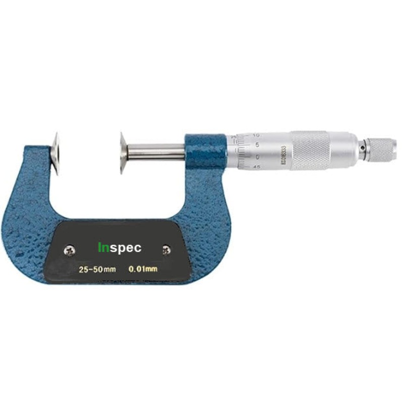 Inspec Disc Micrometer Range 25-50mm x .01mm 250-22-000, Non Rotating Spindle