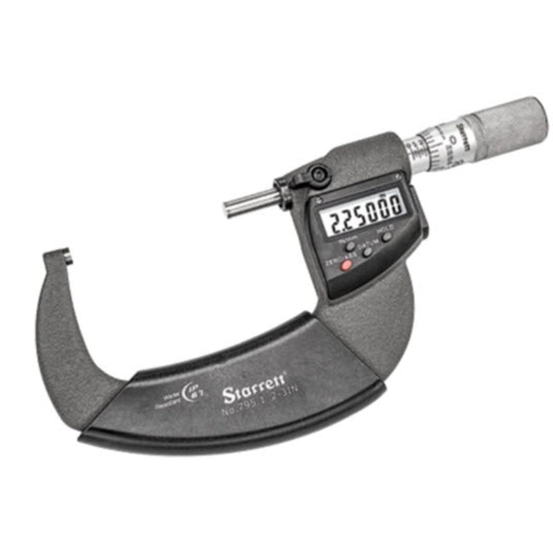 Starett Electronic Micrometers 796XFL-3 IP67 Protected With Output, Resolution .00005”/.001mm, 2-3/50-75mm