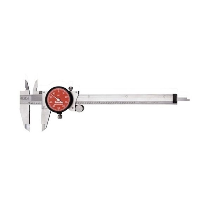 R120A-6 Dial Calipers Dial Slide Caliper with Red Dial, Stainless Steel, 0-6 Range, .001 Graduations