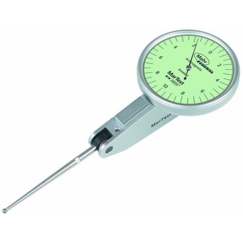 Mahr Test Indicators 4306960, Graduation: .0005, Model: 801SGL, Range: .020, Face diameter 1.5”, Force 0.07N Stylus Length 1.62”
