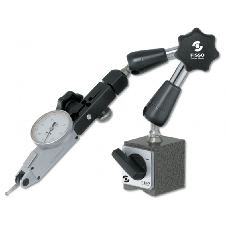 FISSO 1113.15 Classic Line Model: 1100-13 F + S2 – 3D articulated gauging arm with on off magnet, Dial mounting hole 3/8 With 3/8-8mm bushing. Indicator Not supplied