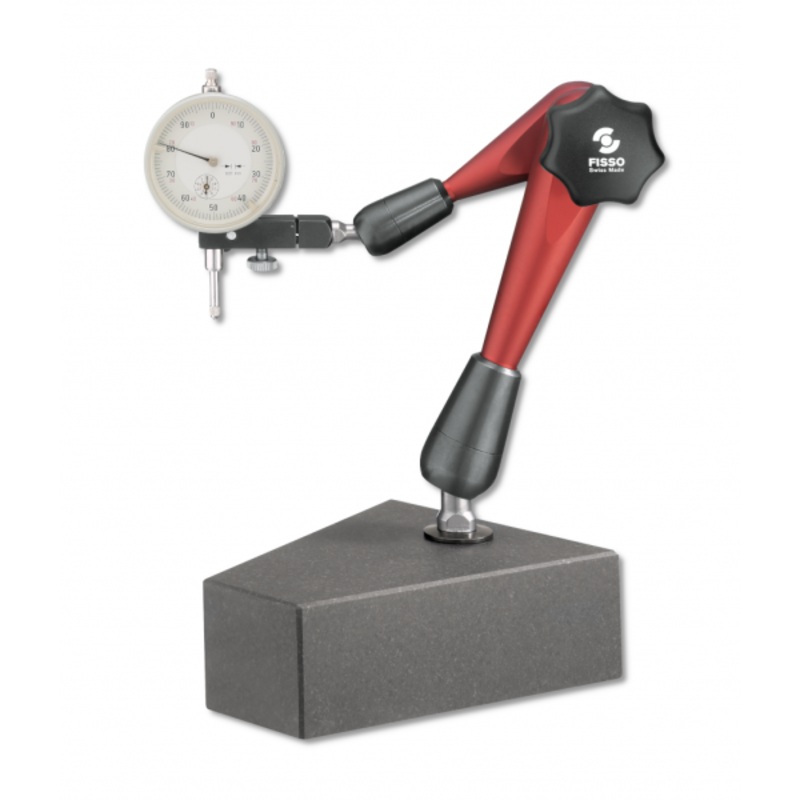 FISSO Strato Line Model: M-28 F + G – With Granite Base – 3D articulated gauging arm 3/8 stem with bushing 3/8 to 8mm, Indicator not supplied, Code M-28.45
