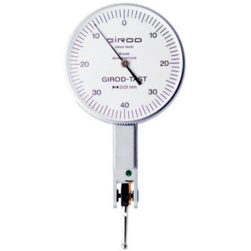 Girod Horizontal Indicator GT1452, Graduation: .01mm, Range: 0.8mm, Reading: 0-40-0, Face 37mm, Stylus 12mm, DIN 2270