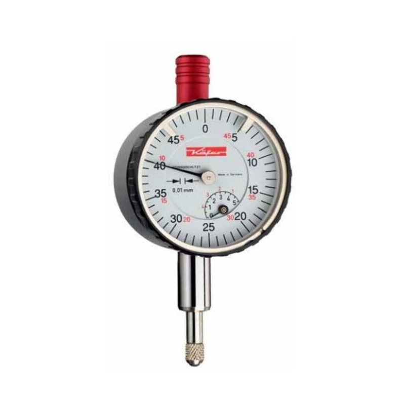 Verdict 23/2043 Small Dial Gauge KM 4 T Reading 0.01 mm Range 3 mm Range per revolution 0.5 mm Bezel- 40 mm Stem- 8 h 6
