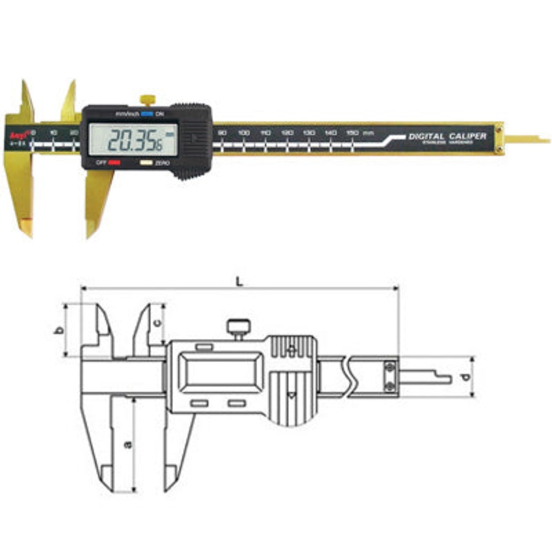 Anyi Titanium coated Digital Caliper 0-150mm/0-6 111-101T