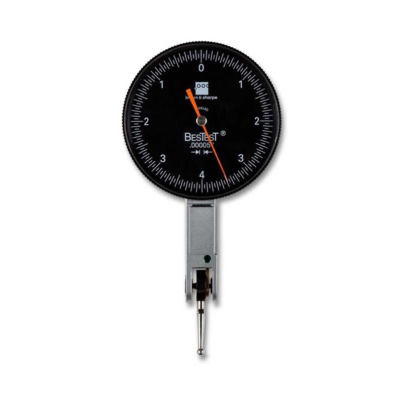 Brown & Sharpe 599-7033-5 Dial Test Indicator Set, M1.4×0.3 Thread, Black Dial, 0-4-0 Reading, 1.5 Dial Dia., 0-0.008 Range, 0.00005 Graduation, +/-0.0001 Accuracy