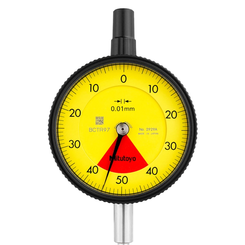Dial Gauge, Flat Back, ISO Type One Revolution, Shockproof, 0,8mm, 0,01mm 2929AB