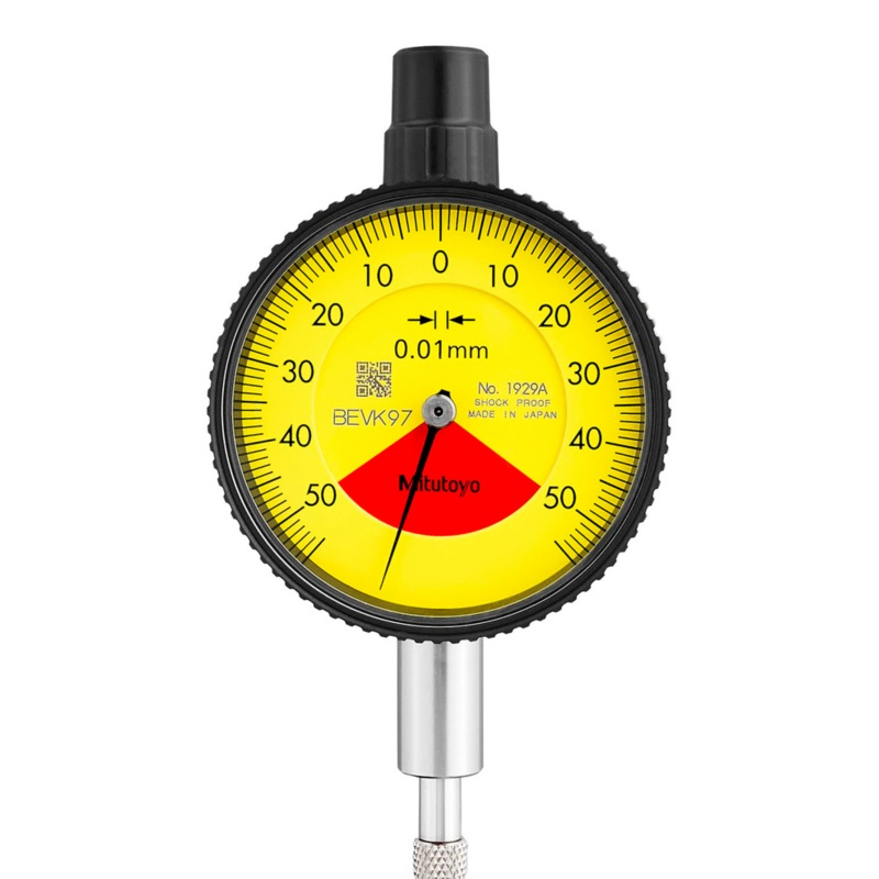Dial Gauge, Flat Back, ISO Type One Revolution, Shockproof, 1mm, 0,01mm 1929AB