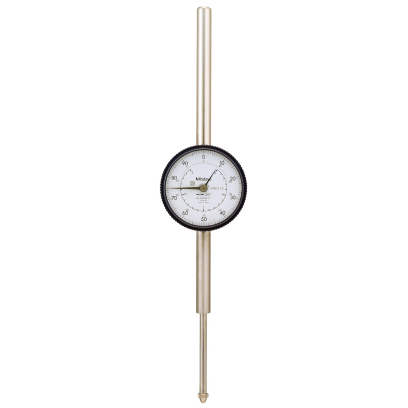Mitutoyo 2424S-10 Dial Indicator, 3/8 Stem Dia., Lug Back, 0-100 Reading, 2.25 Dial Dia., 0-2 Range, 0.001 Graduation, +/-0.003 Accuracy