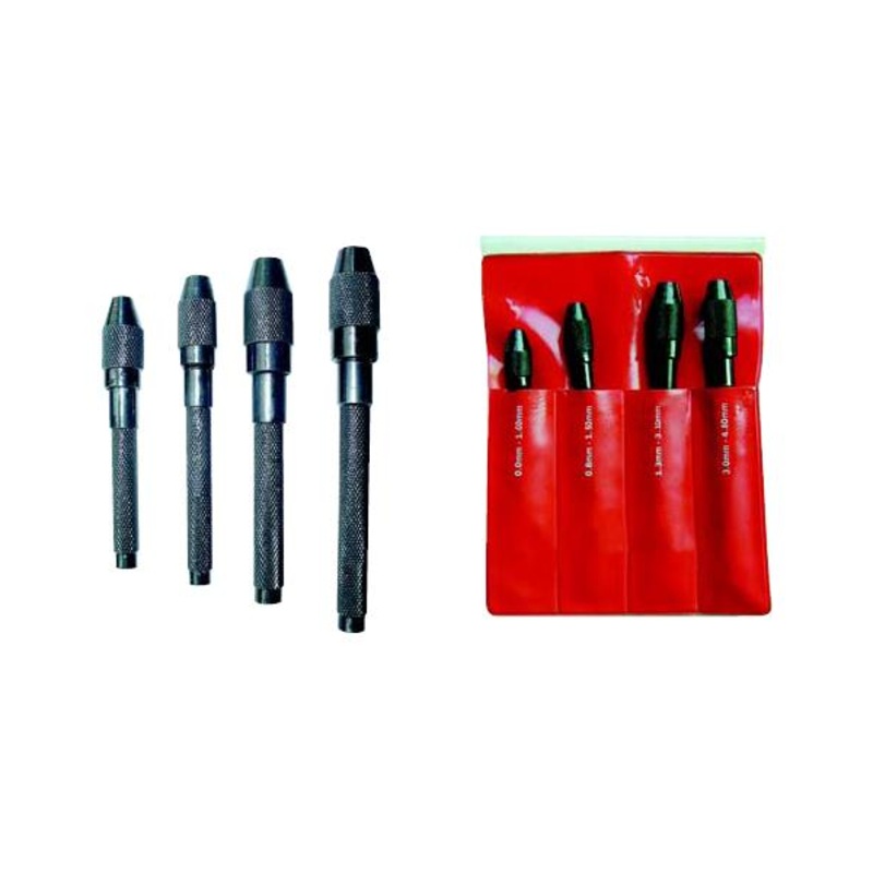 MHC 830-3104 Pin vise set Range 0-1mm, 0.8-1.5mm, 1.3-3.1mm & 3.0-4.8mm