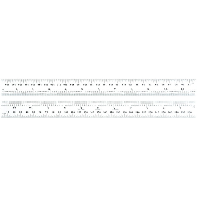 Starrett C636ME-300 Spring Tempered Steel Rule With Millimetre Graduations, 300mm Length, 25.4mm Width, 1.2mm Thickness