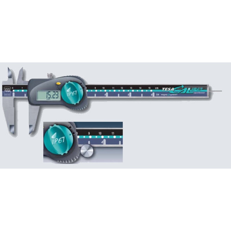 TESA BROWN & SHARPE 00530301 Electronic Digital Caliper, 0 – 6 (0 – 150mm) Range, .0005 (.01mm) Resolution, TESA CAL IP67 magna  system