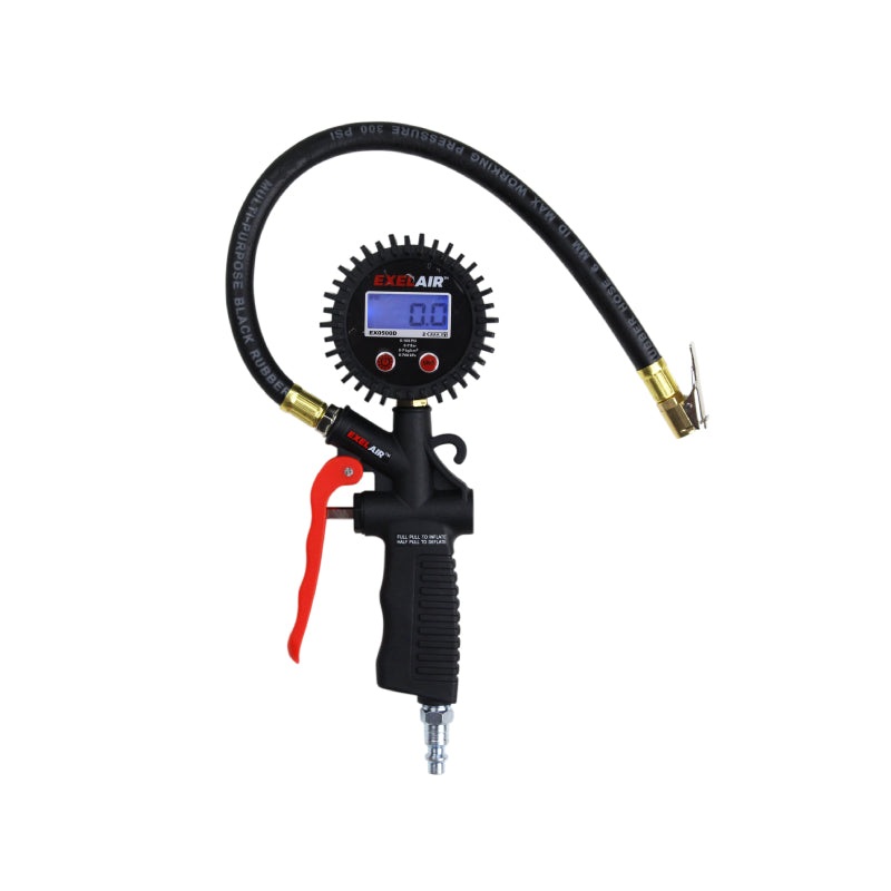 Milton EXELAIR Digital Pistol Grip Tire Inflator/Deflator Gauge, 16 Air Hose and Easy-Clip Chuck