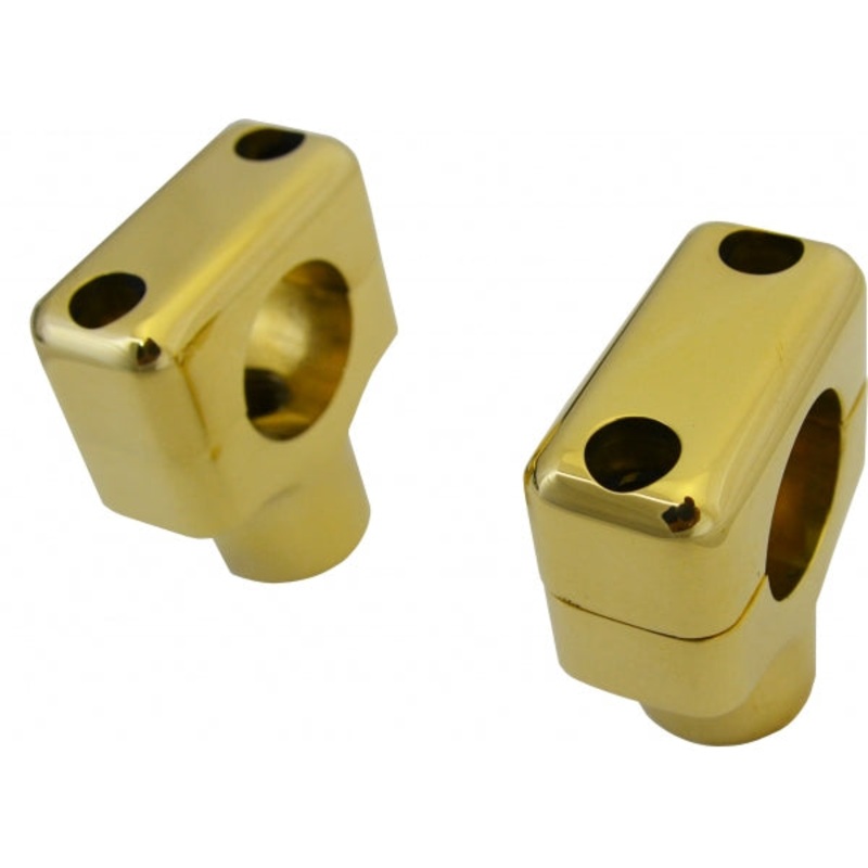 1.5 SHORTY POLISHED BRASS RISERS FOR 1 HANDLEBARS UNIVERSAL