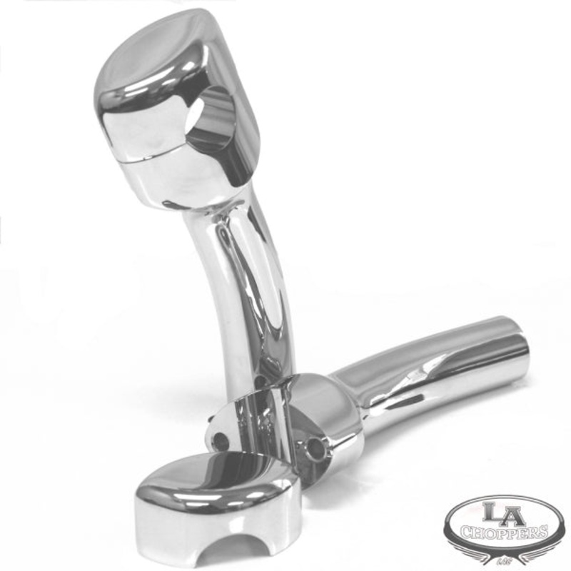 HEFTY RISERS SMOOTH FOR 1 1/4 HANDLEBARS 5.5 CURVED RISE CHROME UNIVERSAL