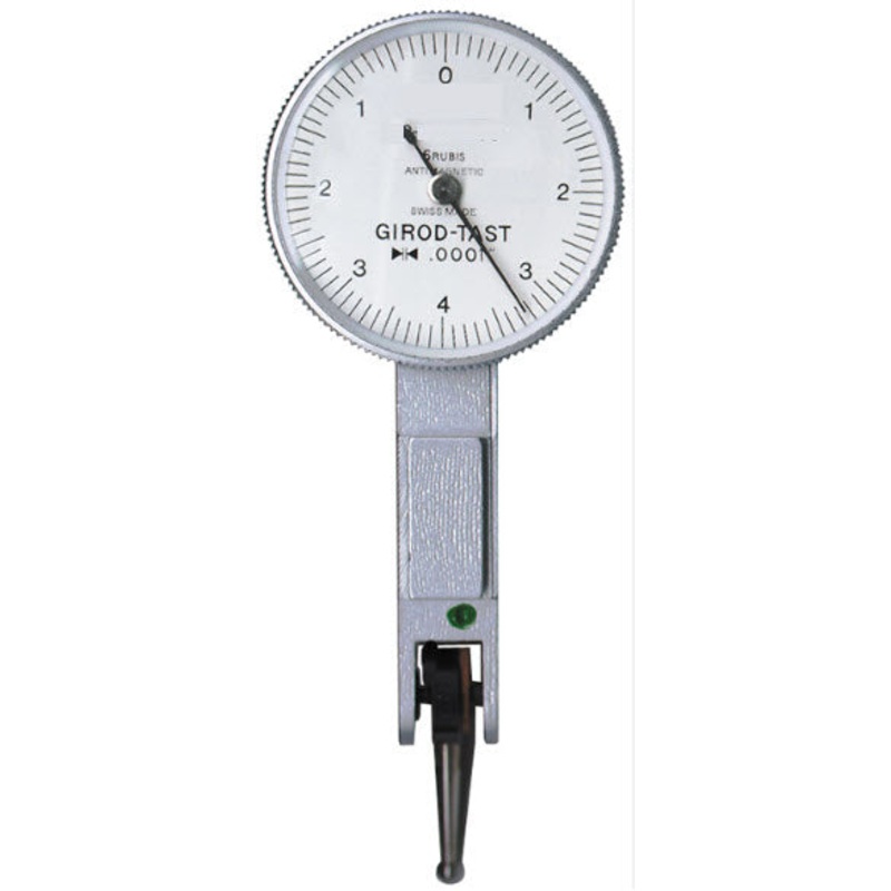 Girod Horizontal Indicator GT 1253A, Graduation: .0001, Range: .008, Reading: 0-4-0, Face 1.1”, Stylus .5”, DIN 2270