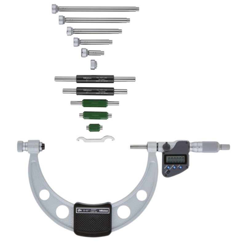 Mitutoyo Digital Micrometer Interchangeable Anvil Inch/Metric, 0-150mm(0-6), IP65, incl. 6 Anvils 340-351-30 (inspec Equivalent 106-61-400)