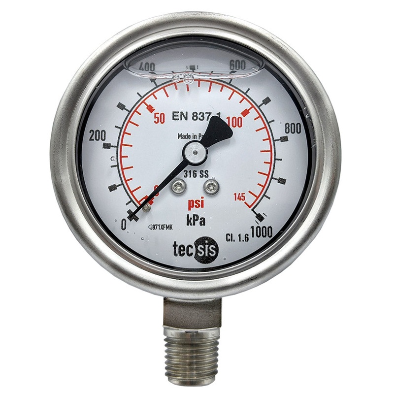 P2032 63mm Bottom-Entry Pressure Gauge: All Stainless Steel, 1/4 BSPT