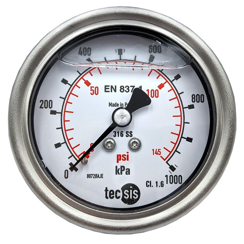 P2033 63mm Rear-Entry Pressure Gauge: All Stainless Steel, 1/4 BSPT
