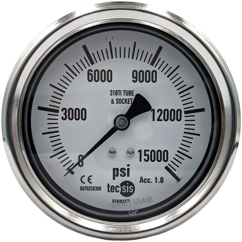 P2329 100mm Rear-Entry Pressure Gauge: All Stainless Steel, 1/2 NPT