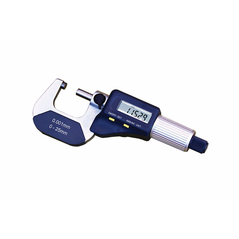 Digital Micrometer IP54 Splash Proof DIN 863, 0-25mm.-1, Resolution: 0.001mm/0.00005