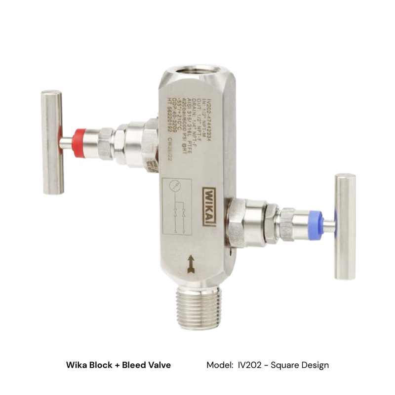 Wika Block + Bleed Valve|IV202.1/2″NPTFemale-1/2″NPTFemale A316 1/4″NPTF – Block + Bleed Valve_Square-Inline|IV202.1/2″NPTMale-1/2″NPTFemale A316 1/4″NPTF – Block + Bleed valve_Square|IV202.G1/2″Male-G1/2″Female.A316.1/4″NPTF – Block + Bleed valve_Square-
