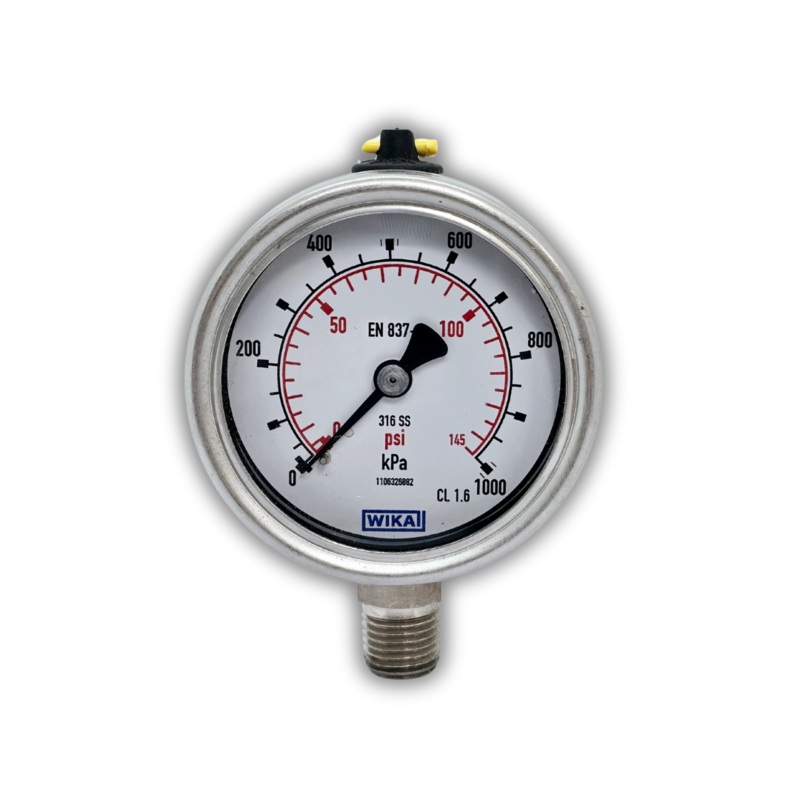 WIKA Bourden Tube Pressure Gauge – Stainless Steel – 63mm Dial – Bottom Entry
