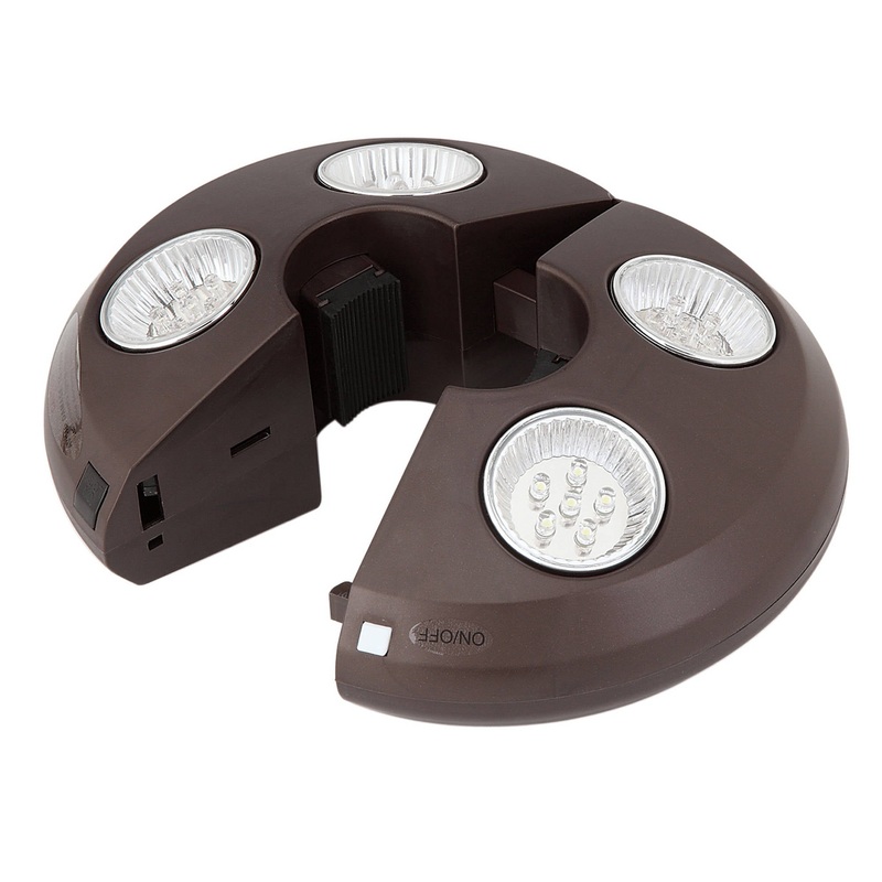 4-Light Rechargeable LED Umbrella Light – Black