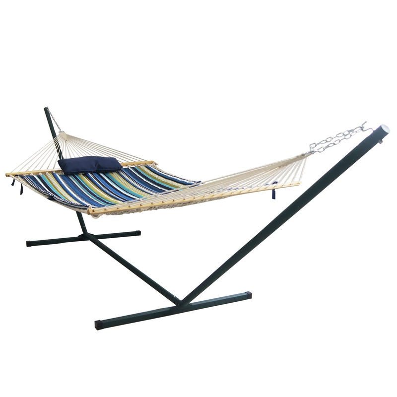 Outdoor Leisure Hammock Set|Tuscan Blue Stripe|12-ft|15-ft