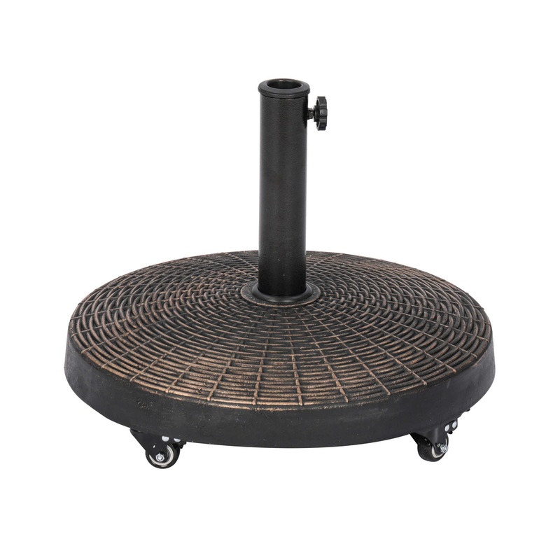50-lb All-Weather Outdoor Resin Umbrella Base with Wheels – Bronze