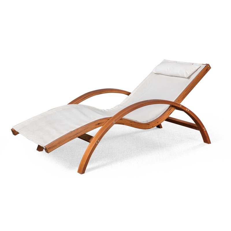Bentwood Breeze Luxury Lounger With Wood Frame – Champagne