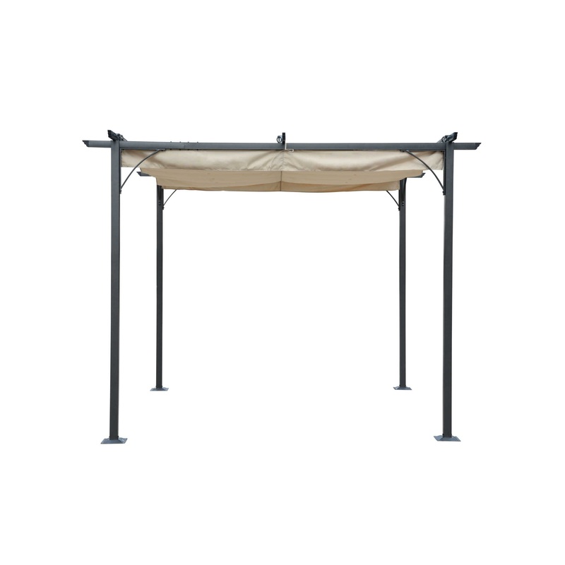 Retractable Roman Shade Pergola Canopy – Champagne
