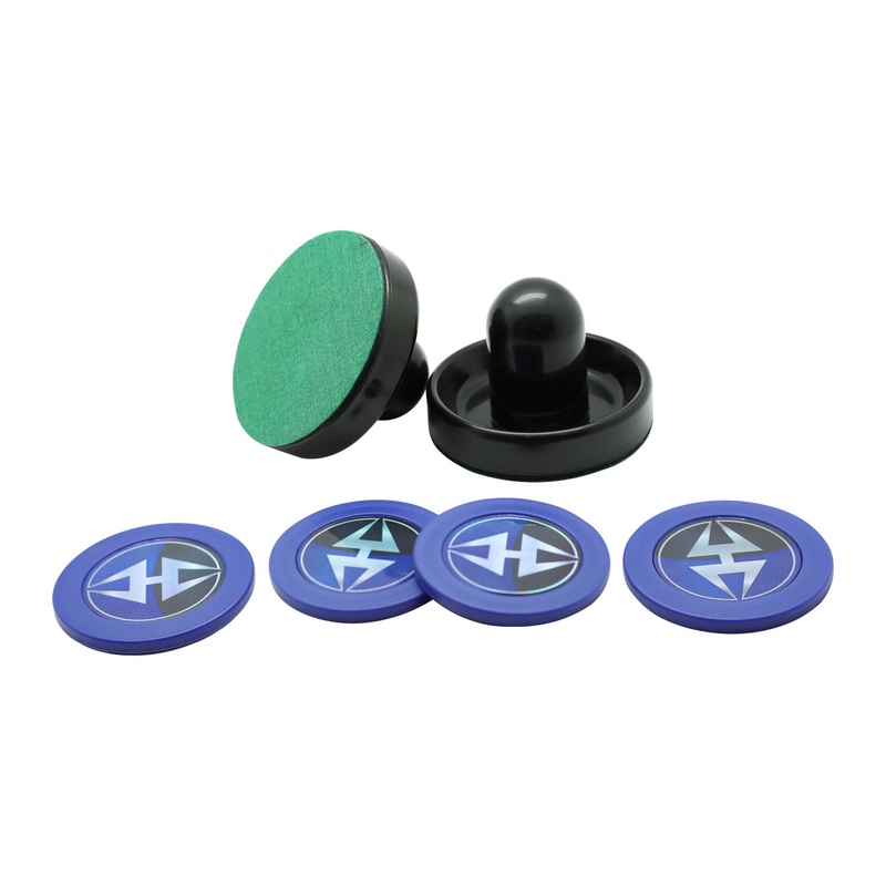 Air Hockey 3.75-in Strikers and 2.87-in Pucks – Black and Blue