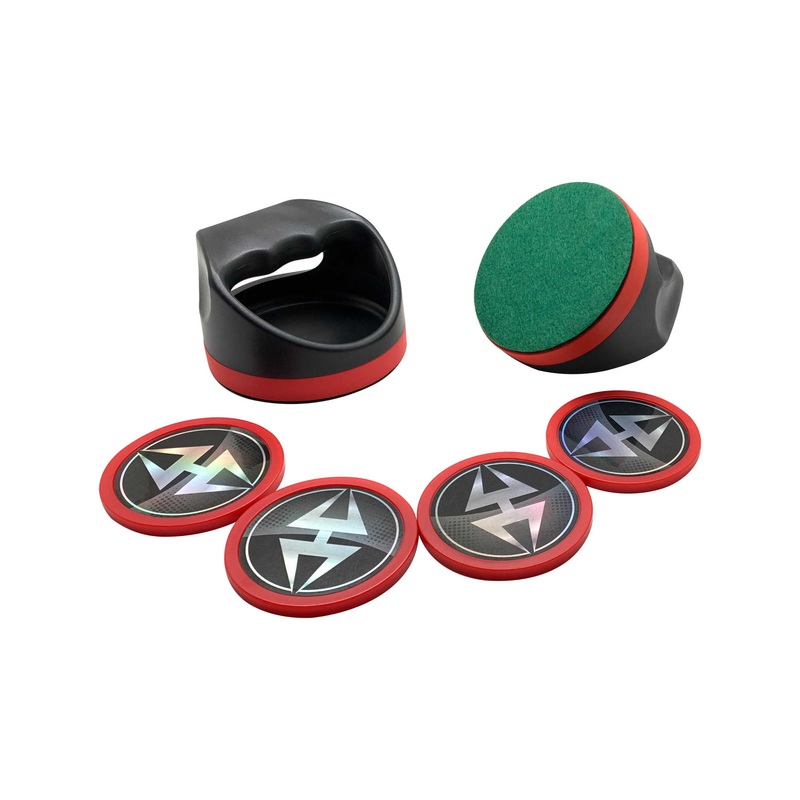 Air Hockey 4-in Strikers and Four 3-in Pucks – Black and Red