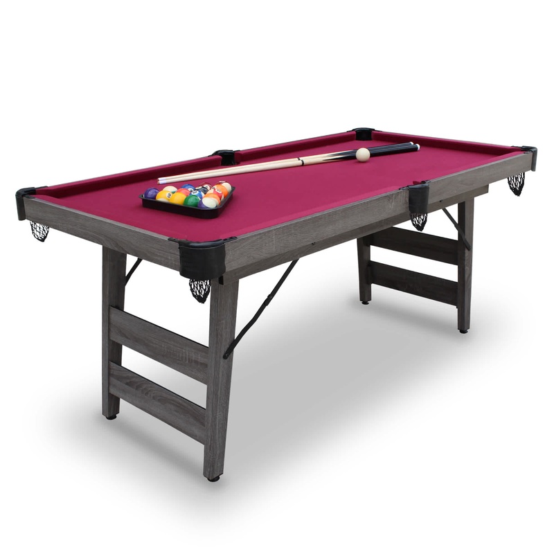 Pendleton 6-ft Portable Pool Table – Driftwood Finish with Burgundy Felt