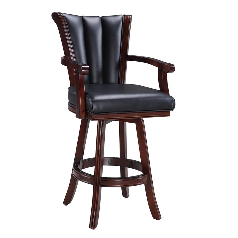Avondale 29-in Swivel Bar Stool with Arm Rests – Mahogany Finish