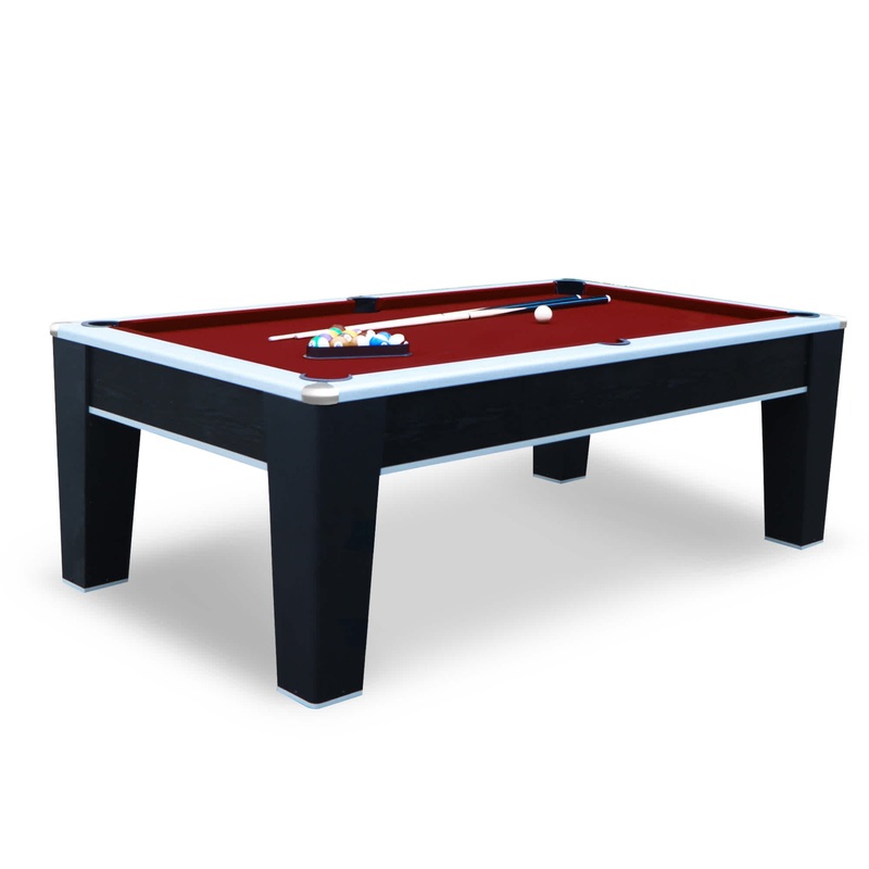 Mirage 90-in Pool Table – Black and Silver with Dark Red Felt
