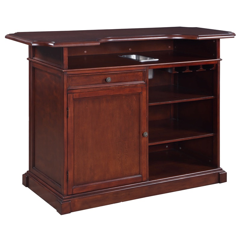 Ridgeline 60-in Hardwood Home Bar with Storage – Mahogany Finish