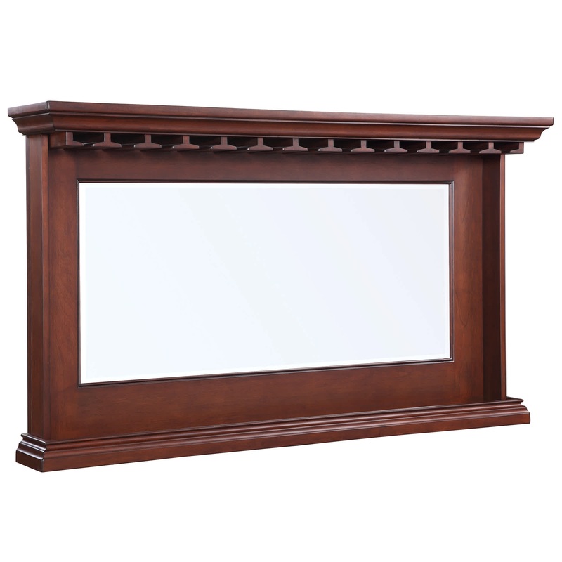 Seville 62-in Hardwood Back Bar Mirror – Mahogany Finish