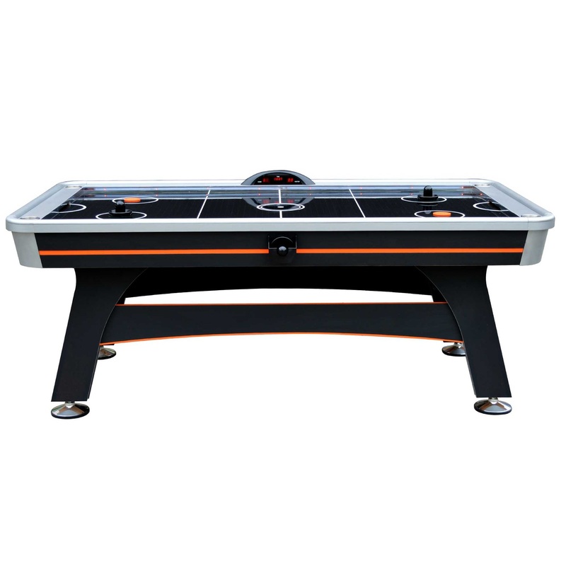 Trailblazer 84-in Air Hockey Table with LED Scoring – Black Silver and Orange