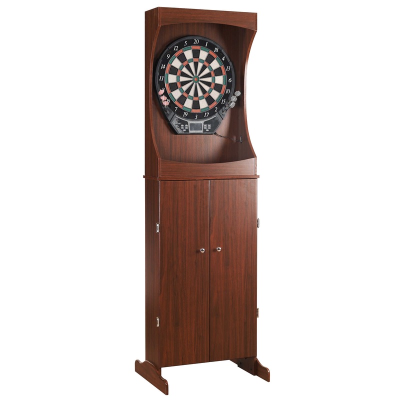 Outlaw Electronic Dartboard and 81-in Free-Standing Cabinet – Cherry Finish