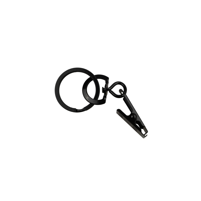 Badge Clip with Keyring|Electro Black Plated|1/2 inch|Case (2,000 Pieces)