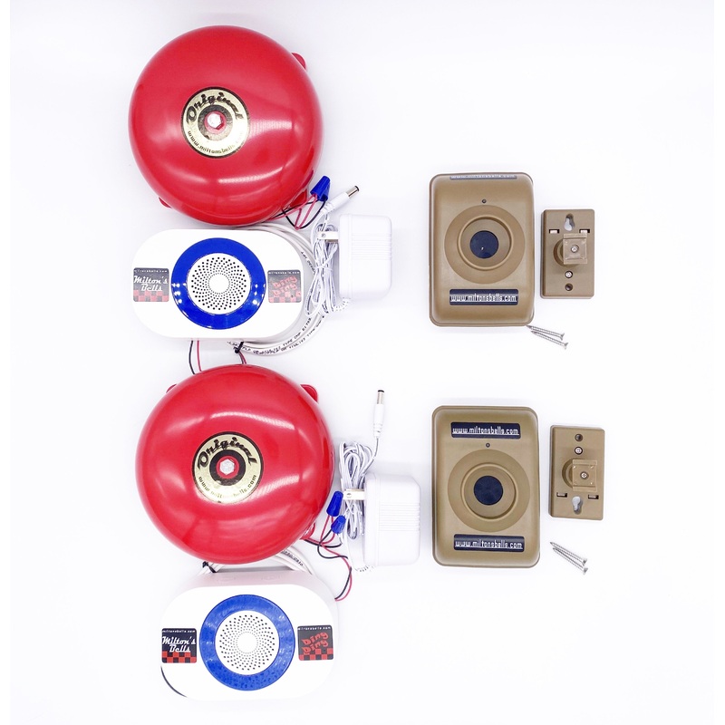 Driveway Motion Sensor Alarm Kit  Dual Wireless Detectors with Customizable Chimes and Original Bells for Industrial & Residential Use